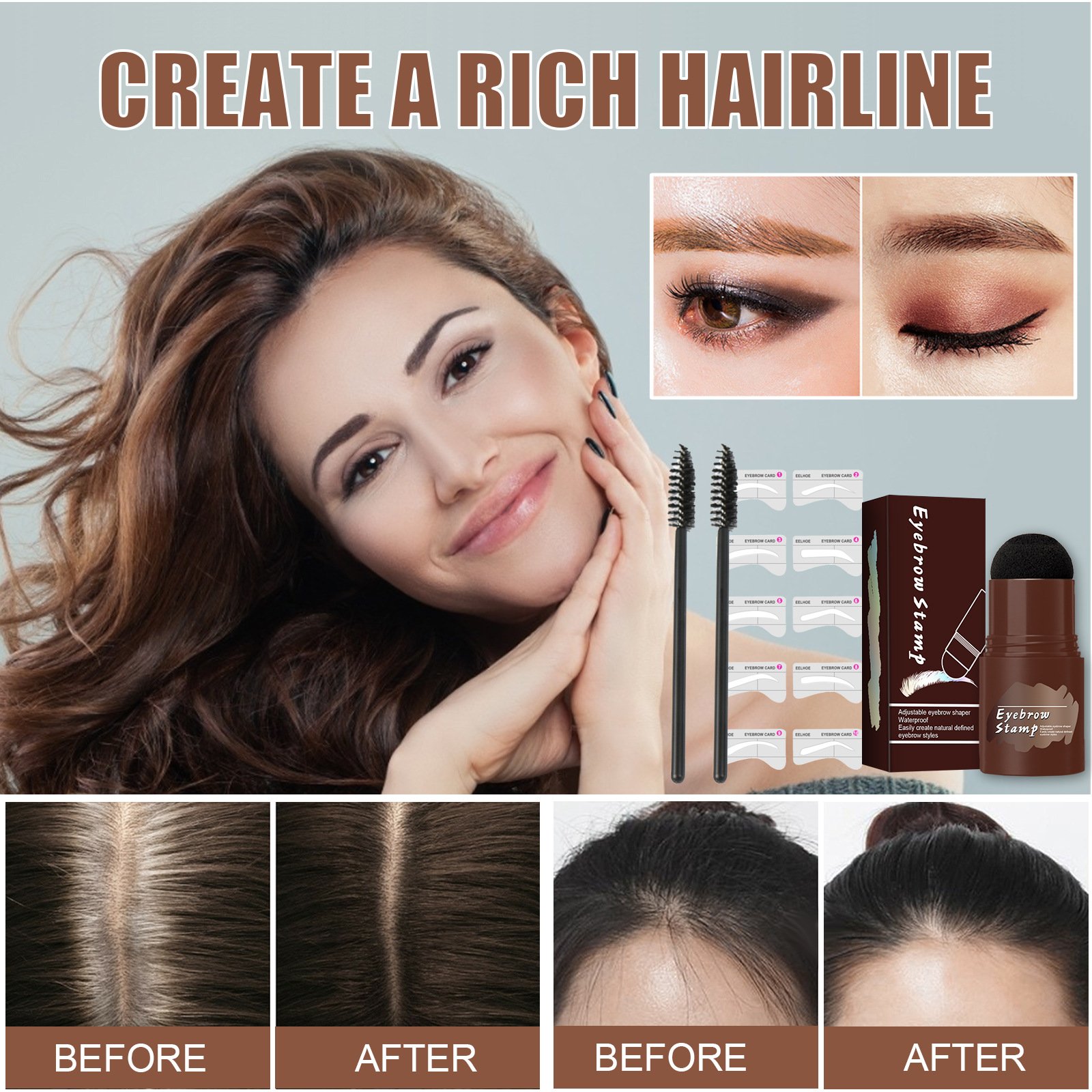 🔥Last day 75% OFF-3 In 1 multifunctional Waterproof Perfect Brows Stencil & Stamp Kit