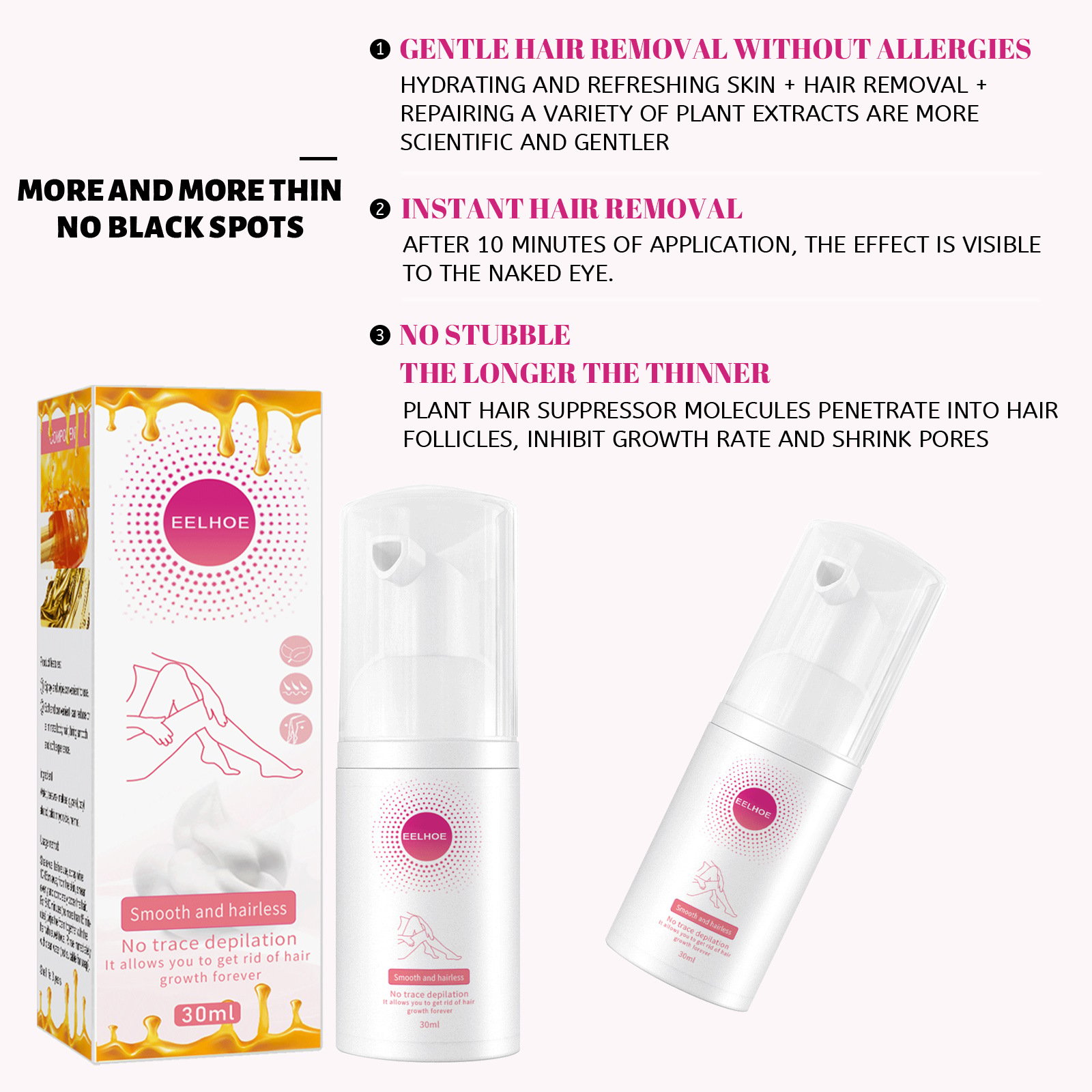 🔥Last Day SALE OFF 60%🔥 EELHOE Beeswax Hair Removal Mousse