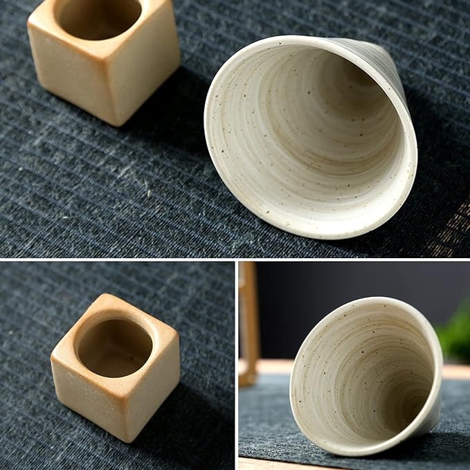 Handmade Ceramic Vintage Coffee Mug(Set includes base)
