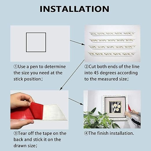 Flexible Molding Trim 3D Wall Edging Strip Self Adhesive, Peel and Stick Wall Trim for Door Mirror Frame Cabinet Photo Frame Home Decor