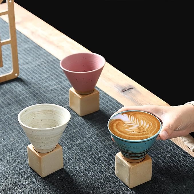Handmade Ceramic Vintage Coffee Mug(Set includes base)