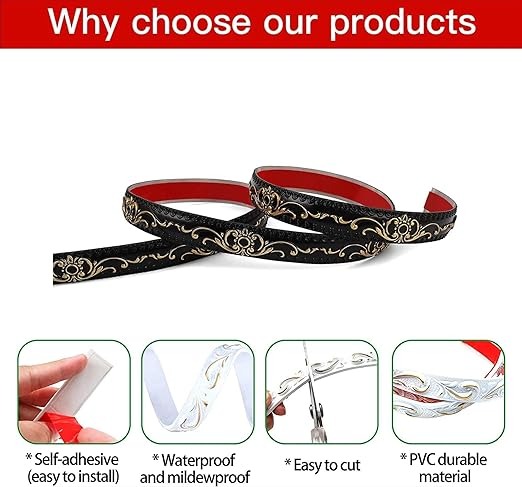 Flexible Molding Trim 3D Wall Edging Strip Self Adhesive, Peel and Stick Wall Trim for Door Mirror Frame Cabinet Photo Frame Home Decor