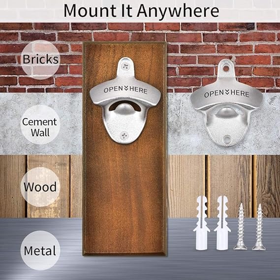 Gifts for Fathers Day Men Dad, Wall Mounted Magnetic Beer Bottle Opener