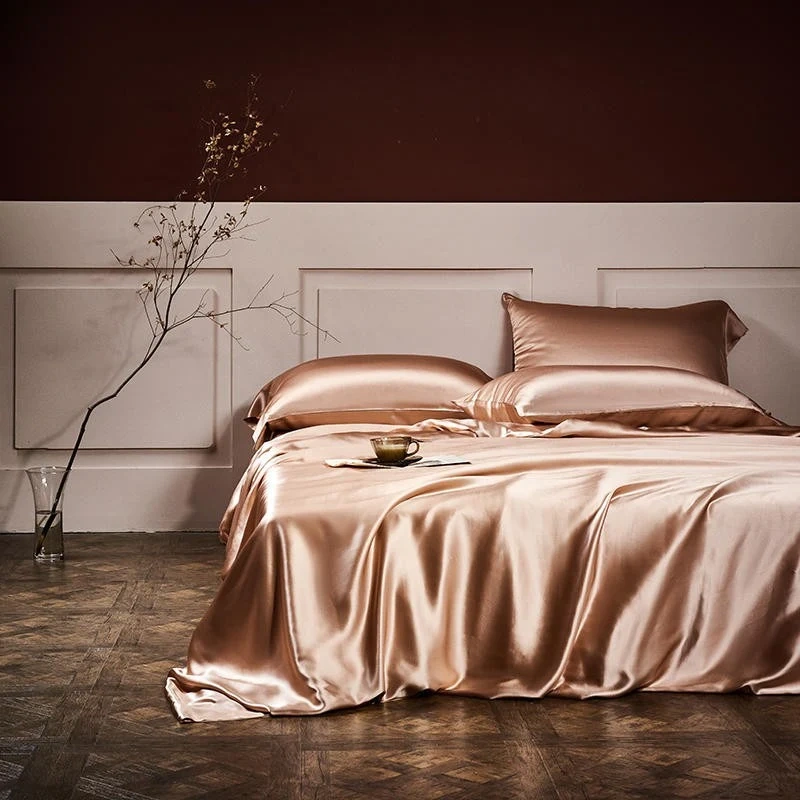 🔥[Christmas early promotion ​- FREE SHIPPING]🔥100% silk-25 Momme Luxury Pure Mulberry Silk Bedding Set of 4( 1x Bedsheet + 2x Pillowcases)