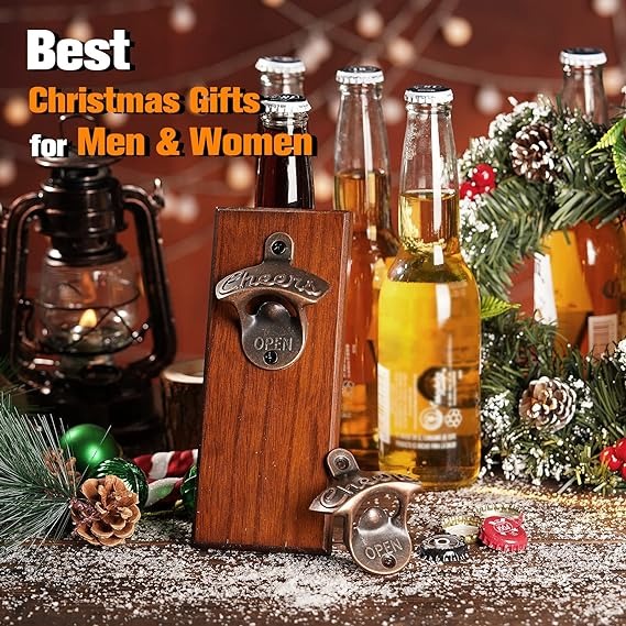 Gifts for Fathers Day Men Dad, Wall Mounted Magnetic Beer Bottle Opener