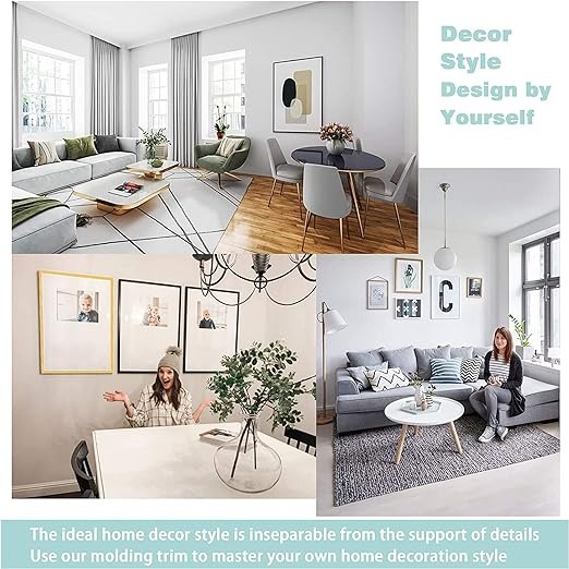 Flexible Molding Trim 3D Wall Edging Strip Self Adhesive, Peel and Stick Wall Trim for Door Mirror Frame Cabinet Photo Frame Home Decor