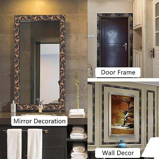 Flexible Molding Trim 3D Wall Edging Strip Self Adhesive, Peel and Stick Wall Trim for Door Mirror Frame Cabinet Photo Frame Home Decor