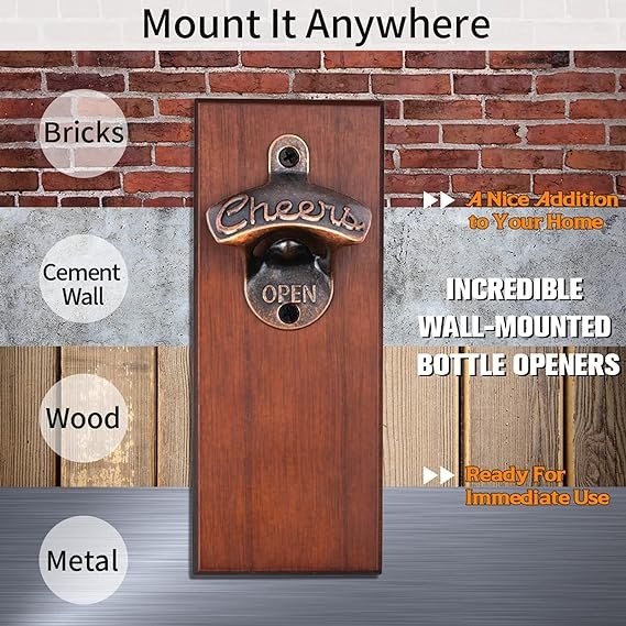 Gifts for Fathers Day Men Dad, Wall Mounted Magnetic Beer Bottle Opener
