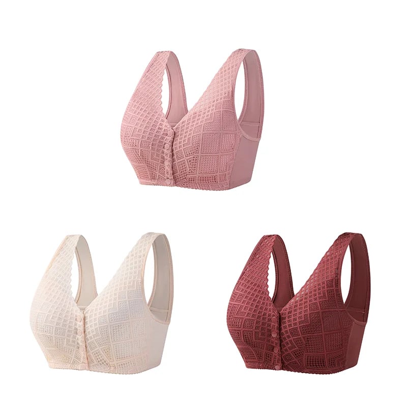 Plus Size Skin-Friendly Cotton Front Button Bra