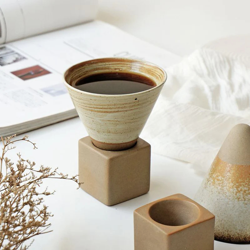 Handmade Ceramic Vintage Coffee Mug(Set includes base)