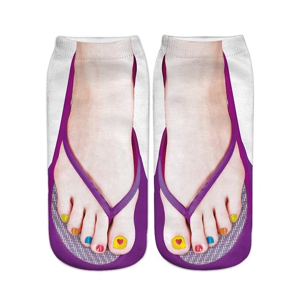 🔥BUY MORE SAVE MORE —Women Manicure Print Flip Flop Socks