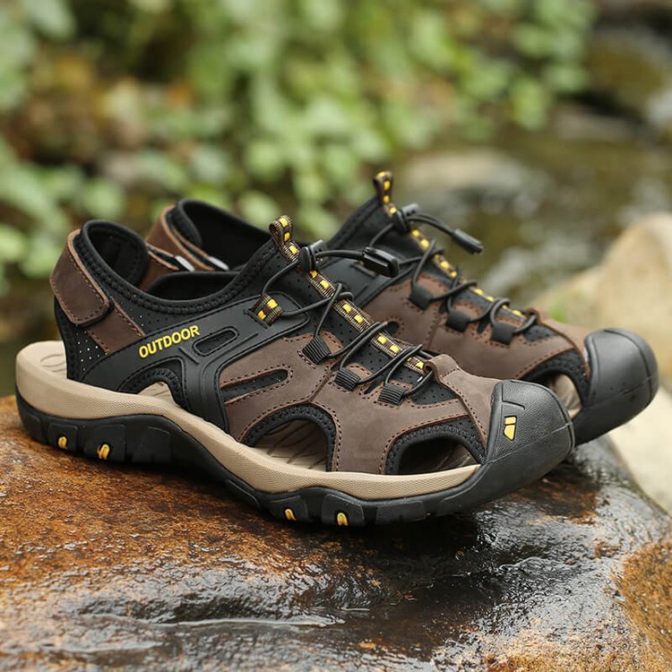 ✨  Perfect for Outdoor Adventures! ✨Men's Sport Sandals: Hiking! Beach! Water-Resistant! Closed Toe Leather!