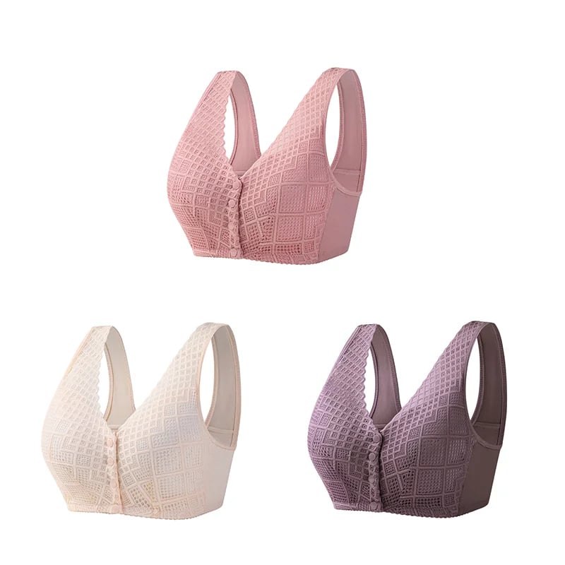 Plus Size Skin-Friendly Cotton Front Button Bra