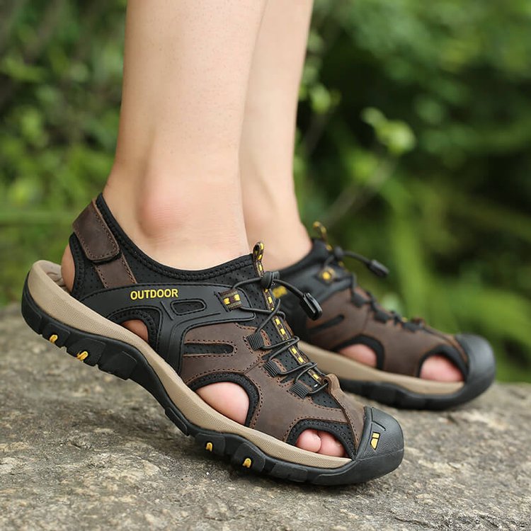 ✨  Perfect for Outdoor Adventures! ✨Men's Sport Sandals: Hiking! Beach! Water-Resistant! Closed Toe Leather!