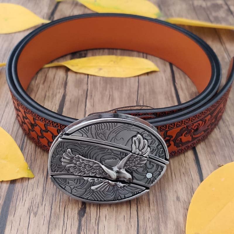 Fashion Punk Men's Genuine Leather Belt With Knife