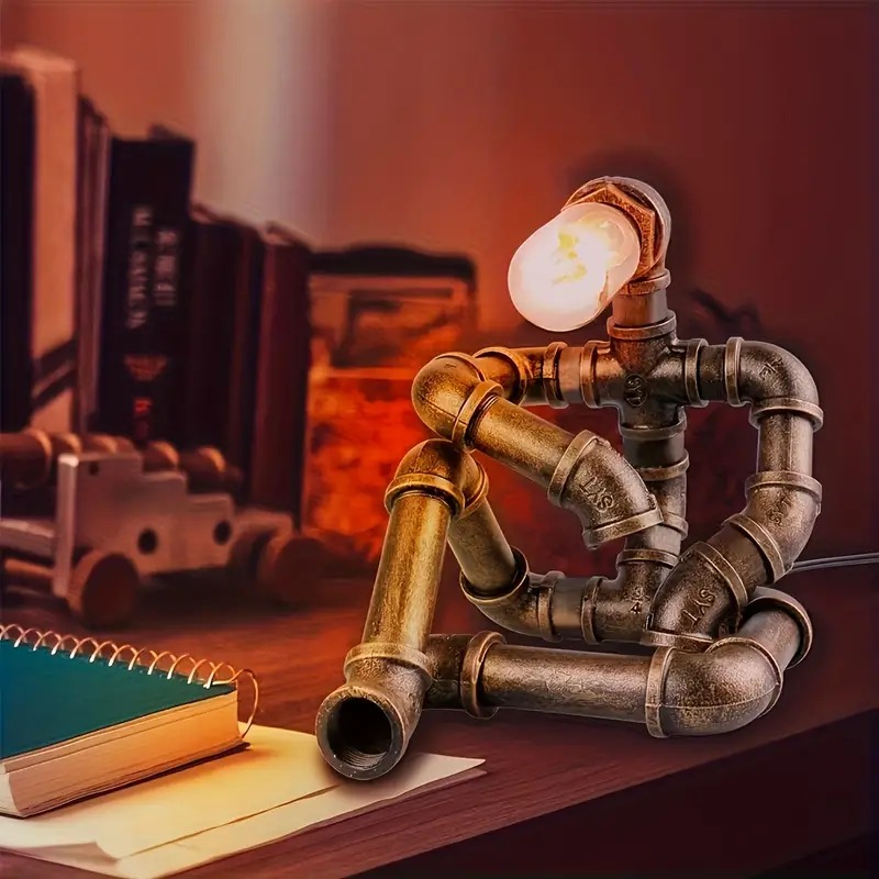 An Eye-Catching Ornament! - Creative Robot Style Steampunk Table Lamp Thanksgiving Day/Christmas gift