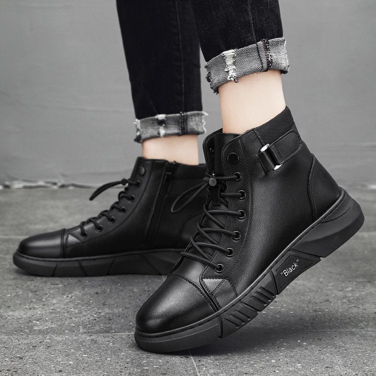 Men's Black Casual Versatile Genuine Leather Ankle Boots(🎁BUY 2 EXTRA SAVE 15% OFF )