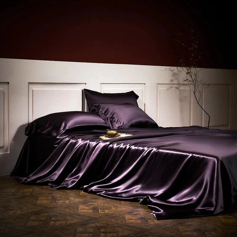 🔥[Christmas early promotion ​- FREE SHIPPING]🔥100% silk-25 Momme Luxury Pure Mulberry Silk Bedding Set of 4( 1x Bedsheet + 2x Pillowcases)