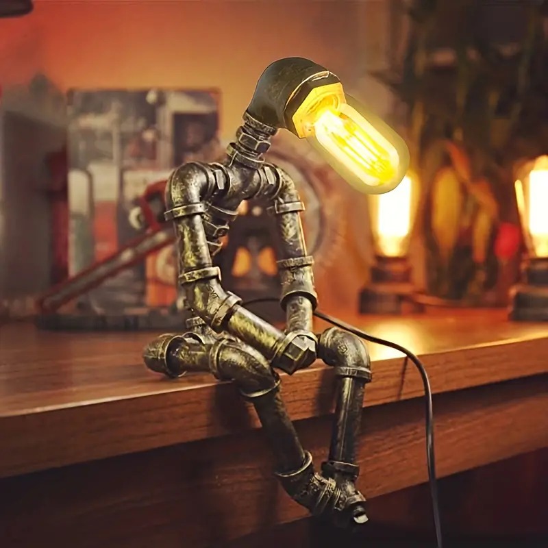 An Eye-Catching Ornament! - Creative Robot Style Steampunk Table Lamp Thanksgiving Day/Christmas gift