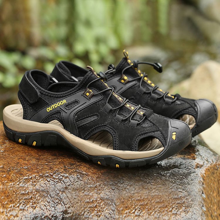 ✨  Perfect for Outdoor Adventures! ✨Men's Sport Sandals: Hiking! Beach! Water-Resistant! Closed Toe Leather!