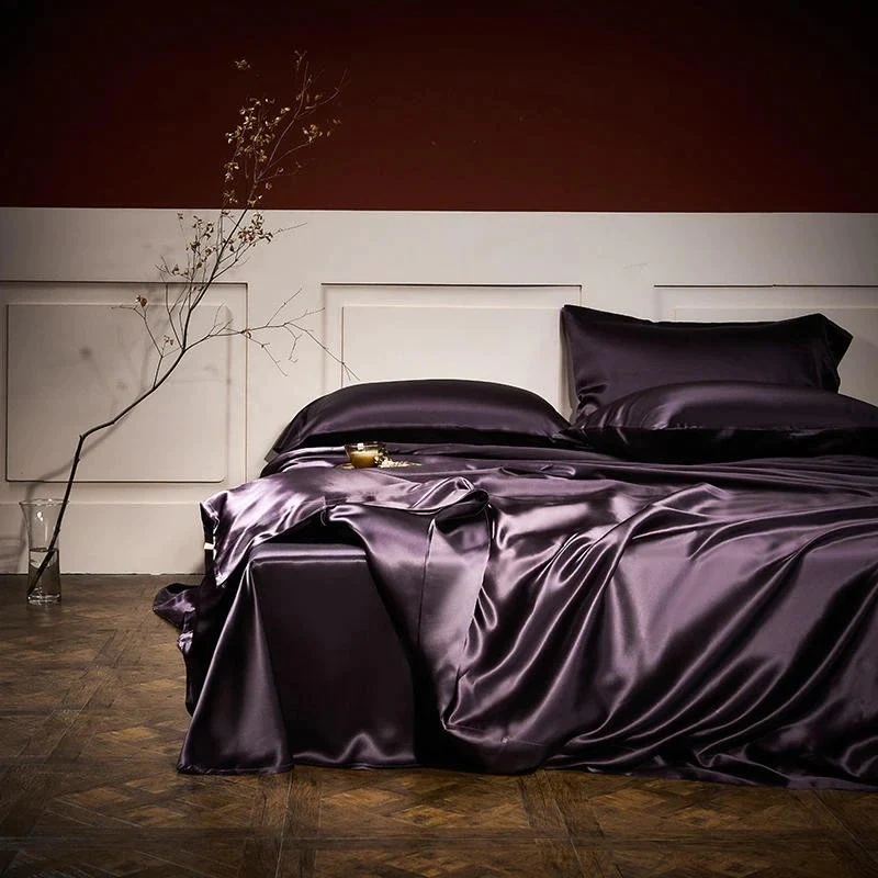 🔥[Christmas early promotion ​- FREE SHIPPING]🔥100% silk-25 Momme Luxury Pure Mulberry Silk Bedding Set of 4( 1x Bedsheet + 2x Pillowcases)