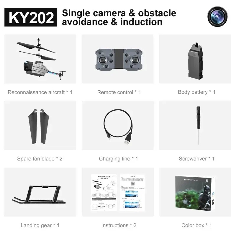 KY202 RC Helicopter Drone 4K Dual Camera Obstacle Avoidance Air
