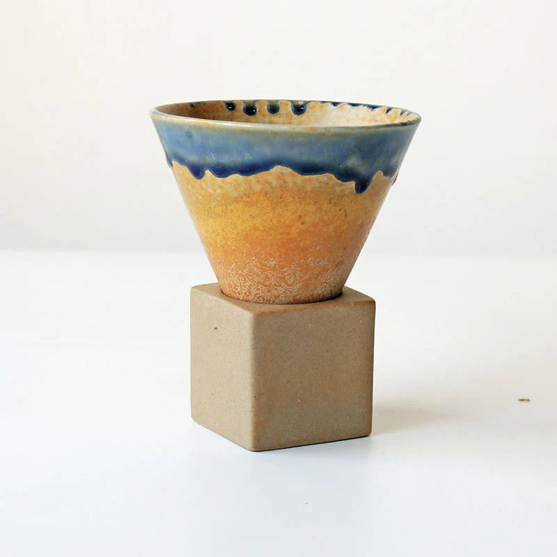 Handmade Ceramic Vintage Coffee Mug(Set includes base)