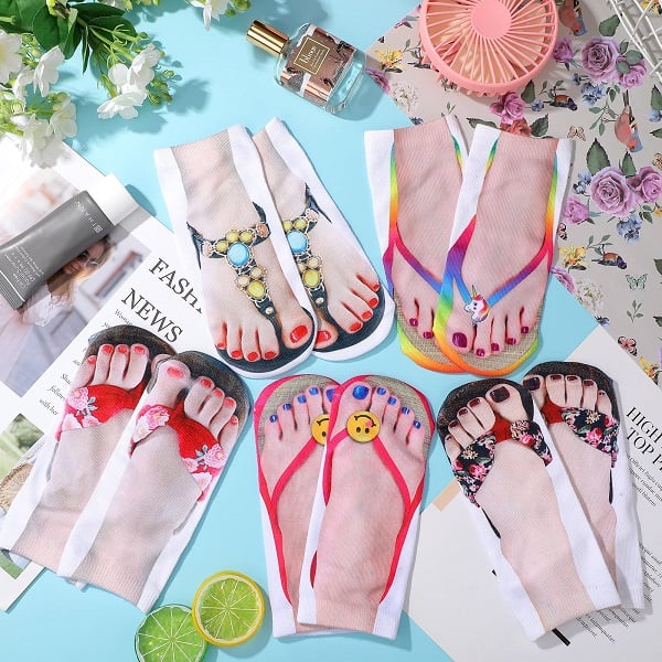 🔥BUY MORE SAVE MORE —Women Manicure Print Flip Flop Socks