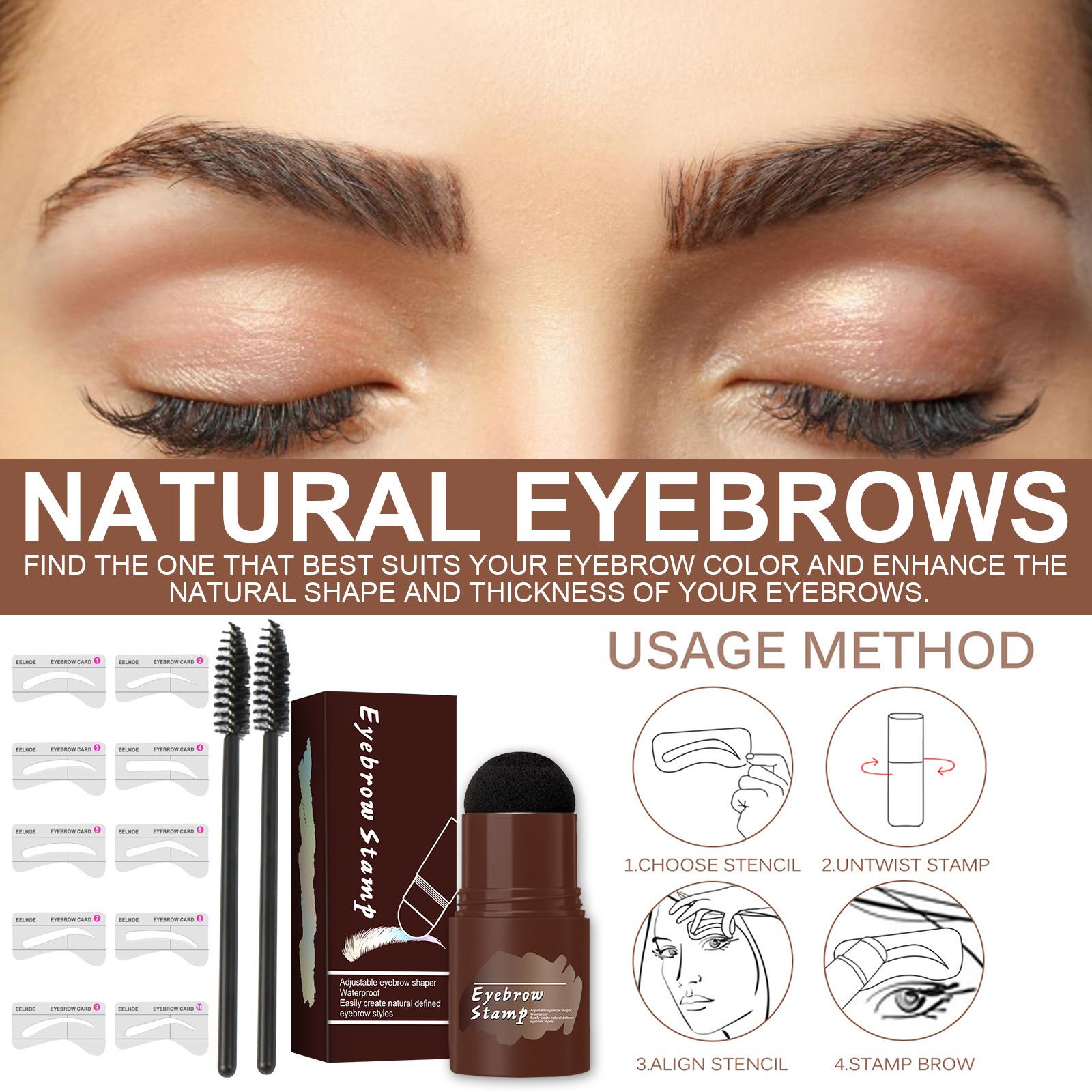 🔥Last day 75% OFF-3 In 1 multifunctional Waterproof Perfect Brows Stencil & Stamp Kit