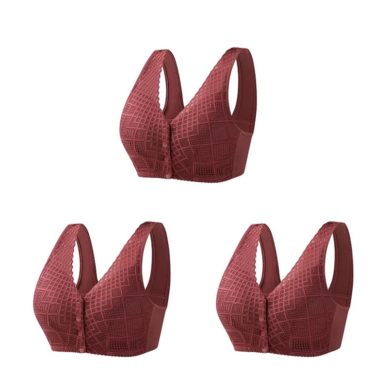 Plus Size Skin-Friendly Cotton Front Button Bra