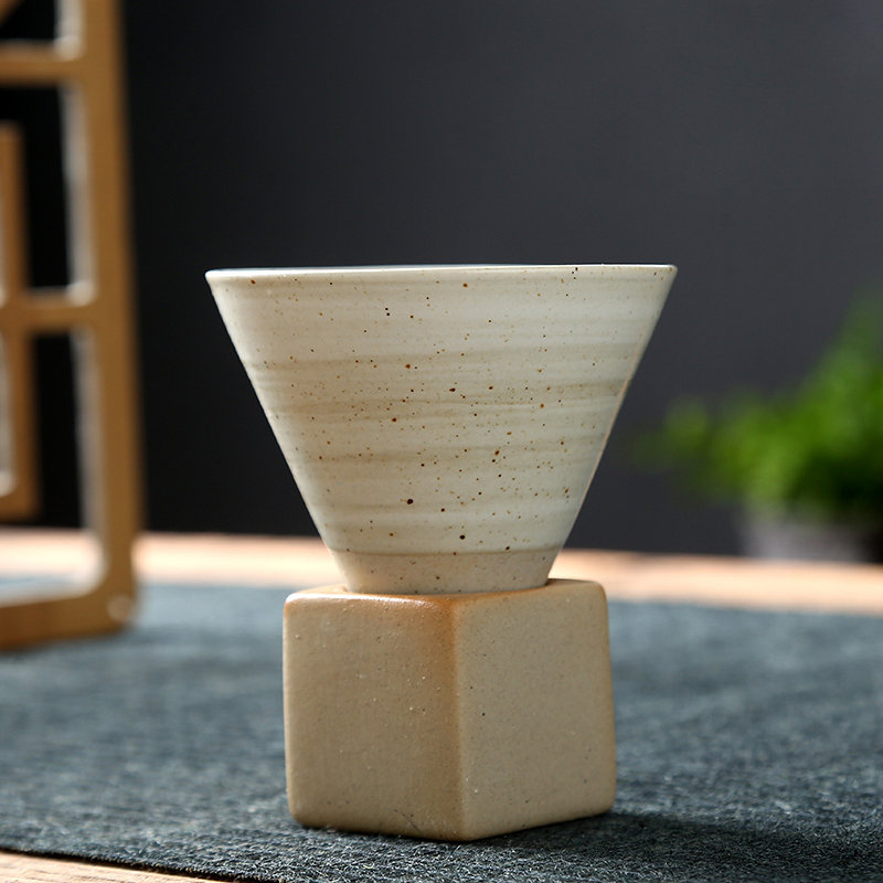 Handmade Ceramic Vintage Coffee Mug(Set includes base)