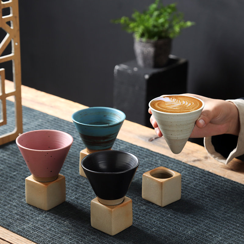 Handmade Ceramic Vintage Coffee Mug(Set includes base)
