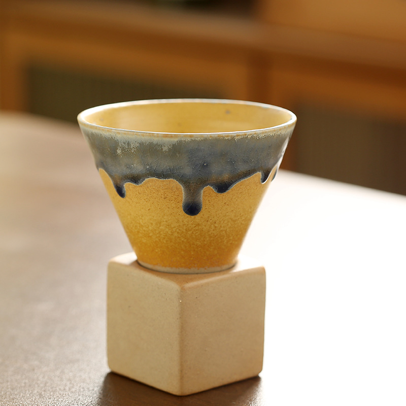 Handmade Ceramic Vintage Coffee Mug(Set includes base)