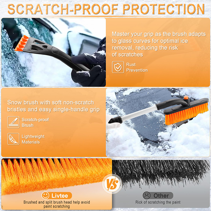 Telescopic Ice Scraper and Snow Brush for Car Windshield