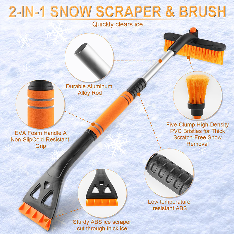 Telescopic Ice Scraper and Snow Brush for Car Windshield