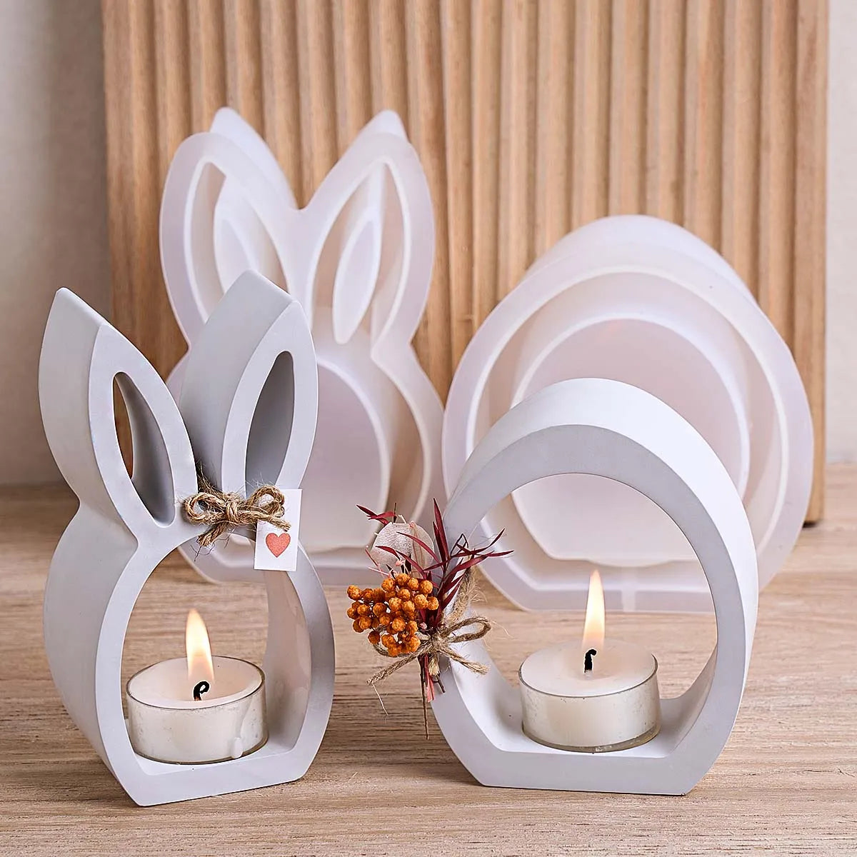 Hollow Bunny Egg Tea Light Holder Mold