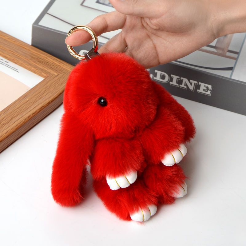 Handcrafted Soft Bunny Charm: Adorable Plush Rabbit Toy Keychain