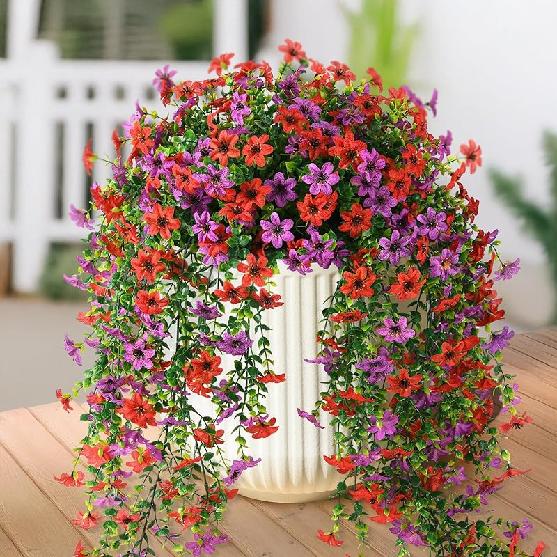 UV Resistant Artificial Hanging Flowers: Outdoor Fake Plants (2PC)