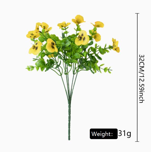 Artificial Pansy Flowers for Outdoor Decor, UV Resistant Faux Silk Flowers for Planters