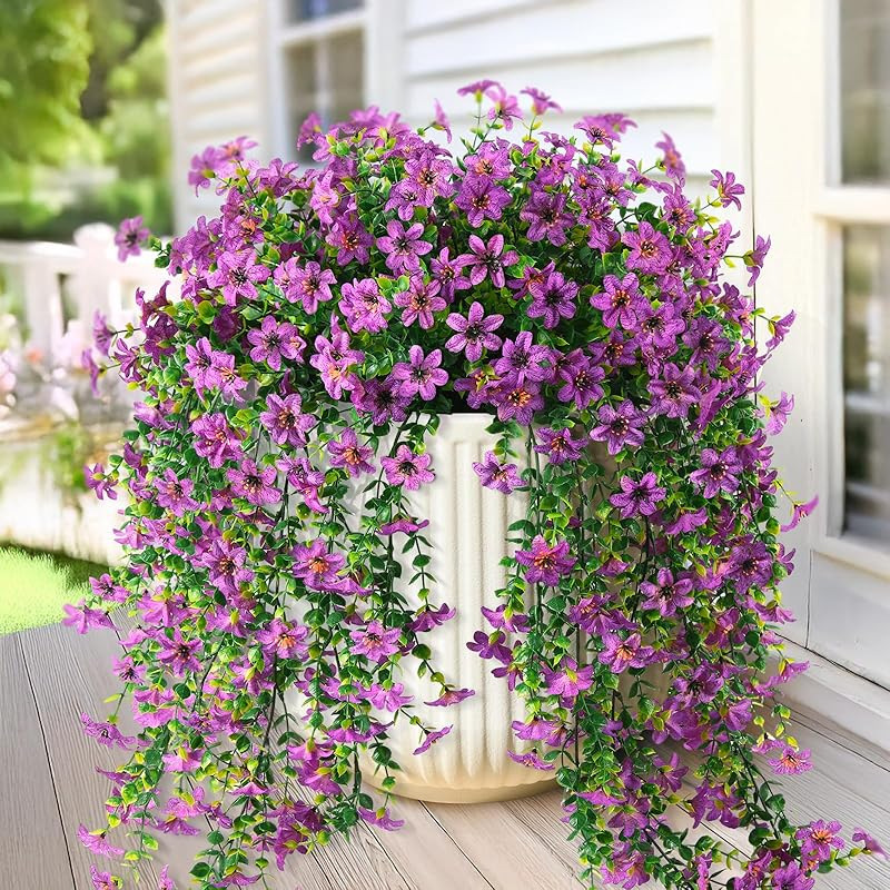 UV Resistant Artificial Hanging Flowers: Outdoor Fake Plants (2PC)