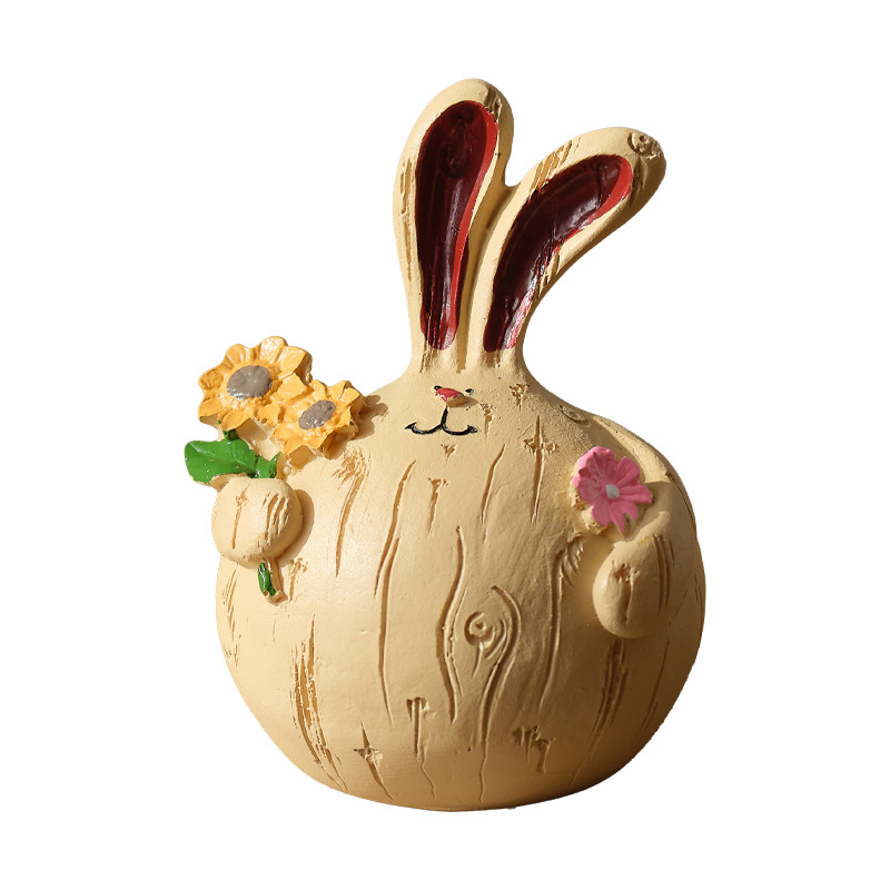 2 Pcs - Hand Painted Bunny Figurine