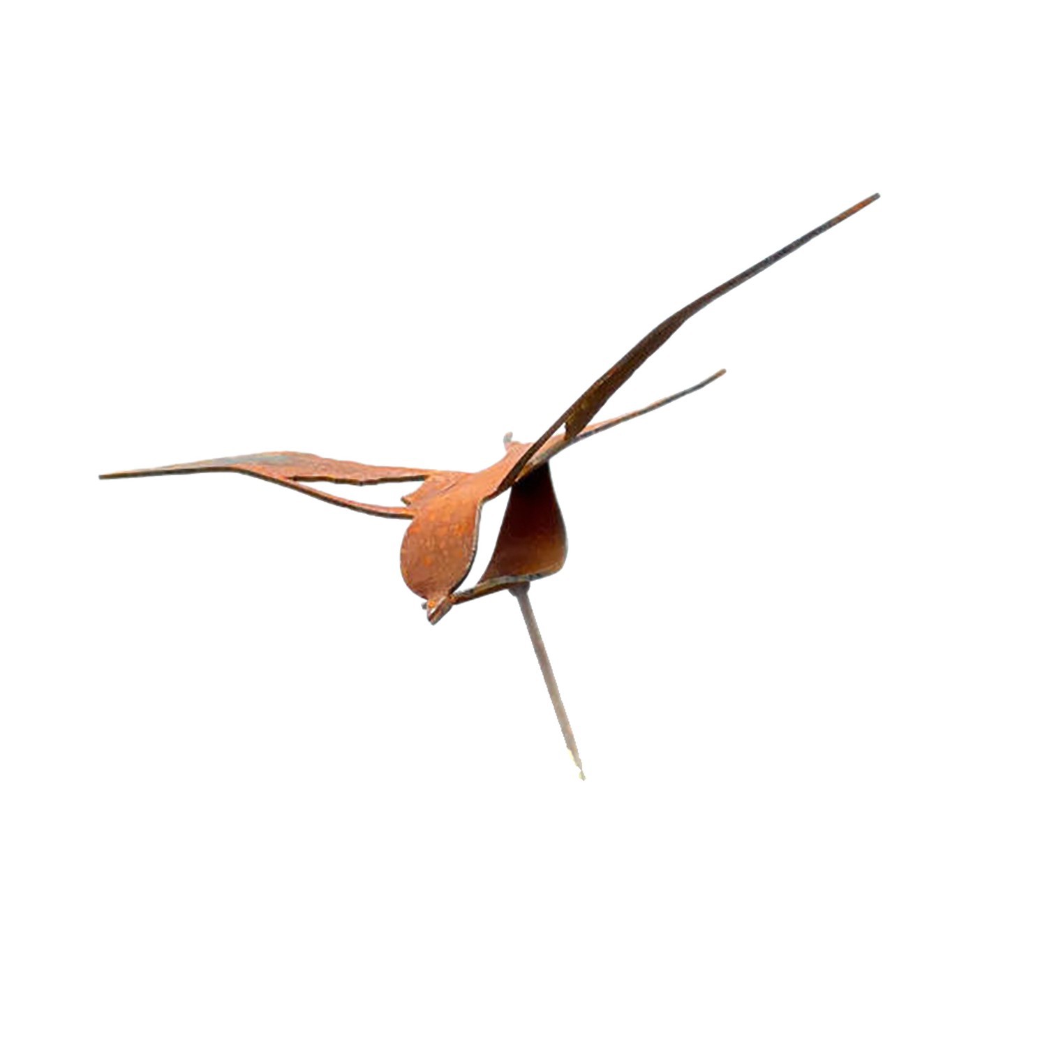 Rusty Metal Swallow Plant Stake: Rusted Garden Bird Sculpture
