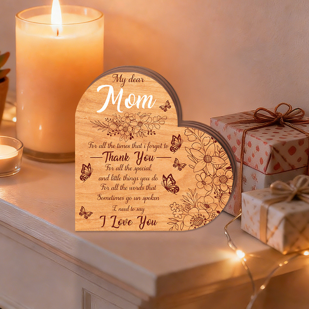 Mother's Day Heart-Shaped Wooden Display Table