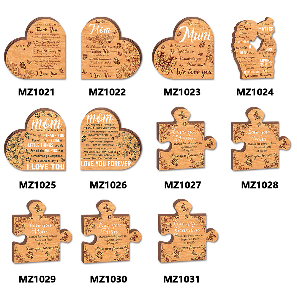 Mother's Day Heart-Shaped Wooden Display Table