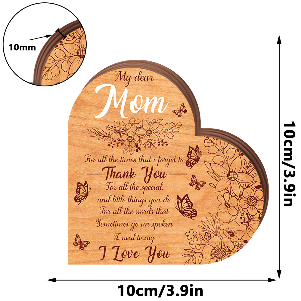 Mother's Day Heart-Shaped Wooden Display Table
