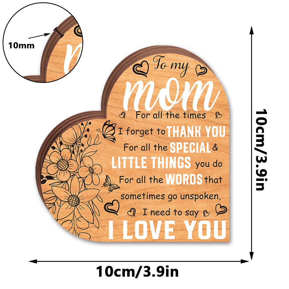 Mother's Day Heart-Shaped Wooden Display Table