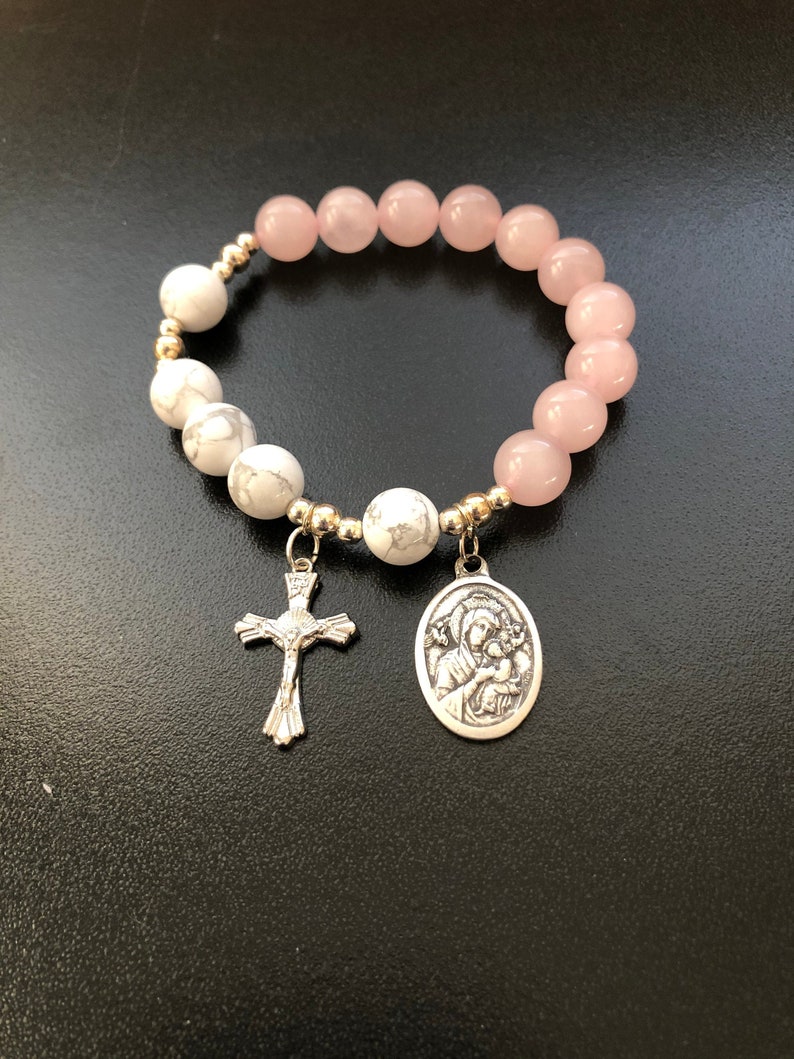 Handmade Rose Quartz Rosary Bracelet