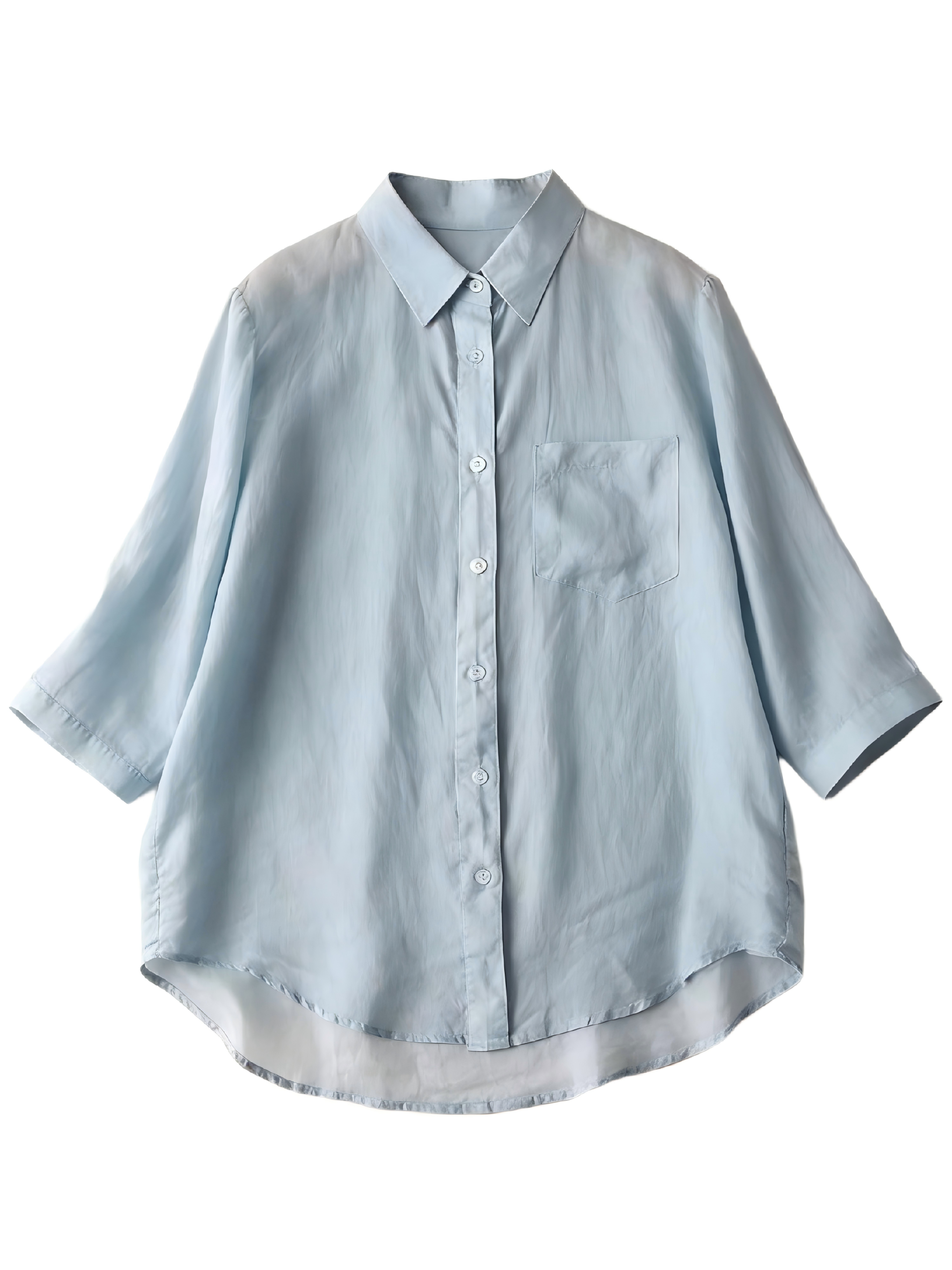 Women's V-neck Solid Color 3/4 Sleeve Casual Linen Cardigan Shirt