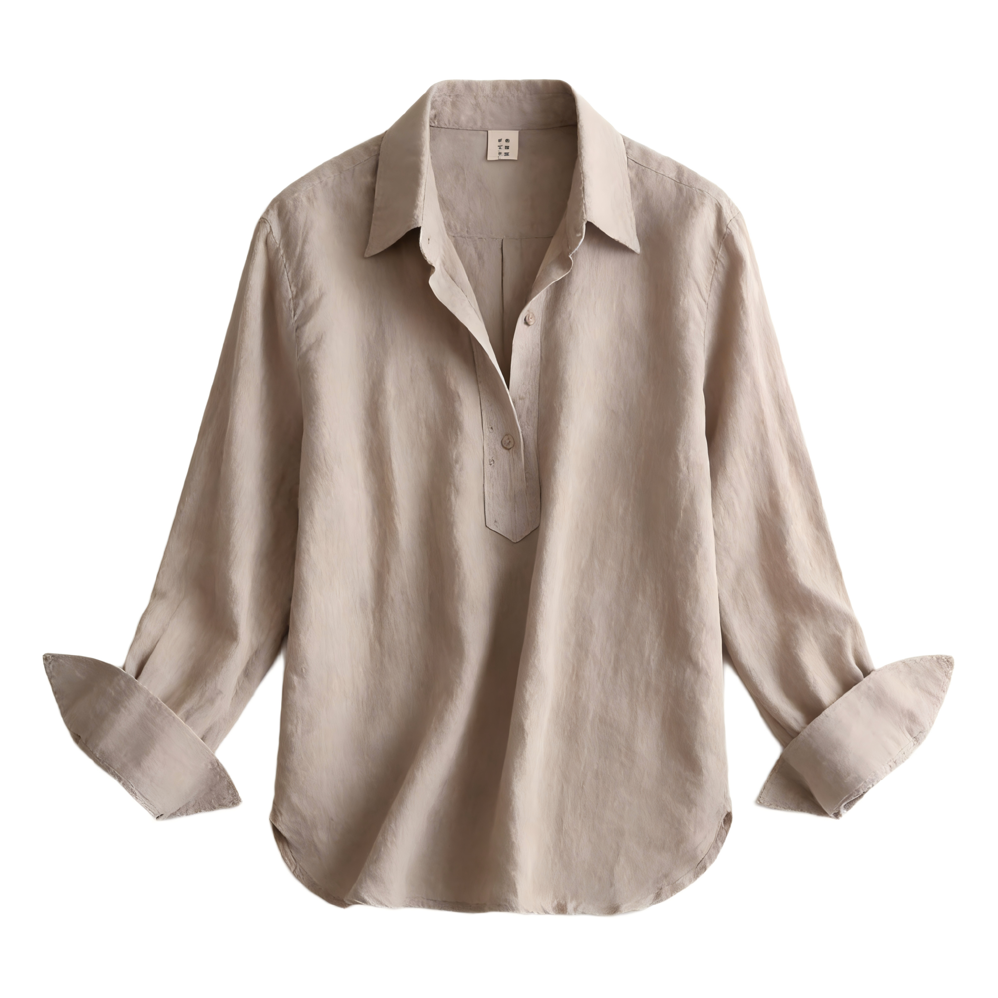 Women's Solid Color Casual Cotton And Linen Round Neck Shirt