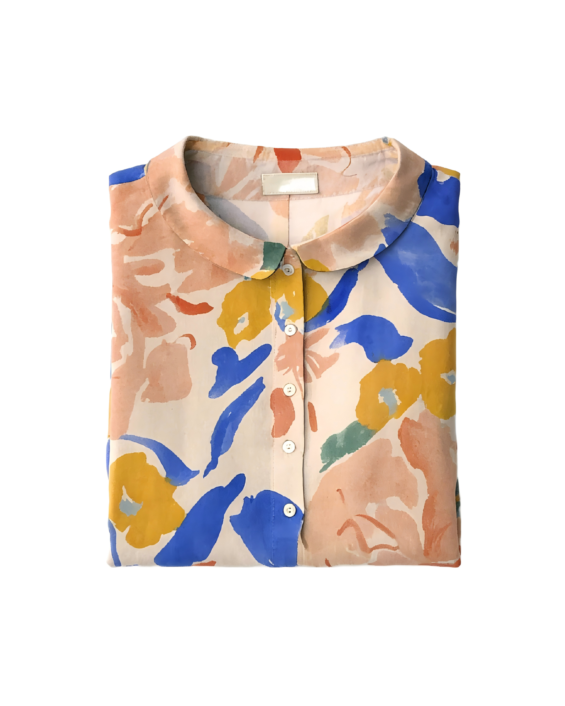 Vintage Floral Print Long Sleeve Peter Pan Collar Shirt